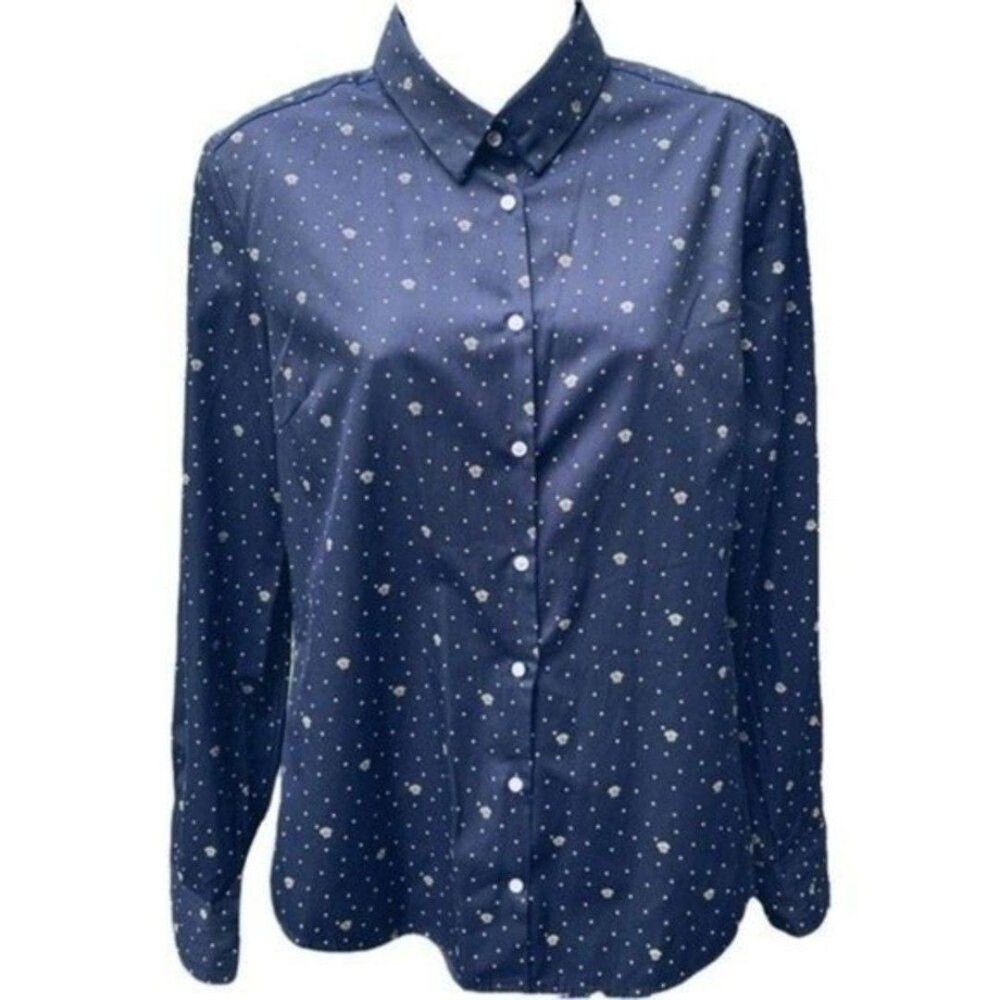 Aquamar Button Down Shirt Navy Blue Fitted Body Size S